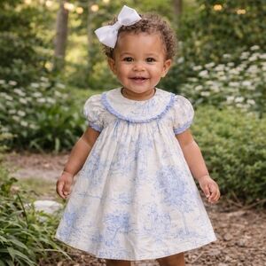 Bailey Boys Blue Toile Print Toddler Dress 18M
